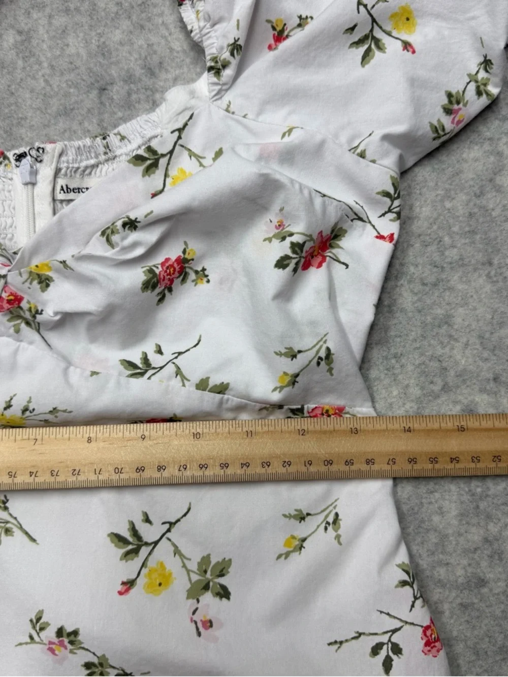 Abercrombie & Fitch Floral Milkmaid MiniDress White Cottagecore PuffSleeve Small - Picture 5 of 15